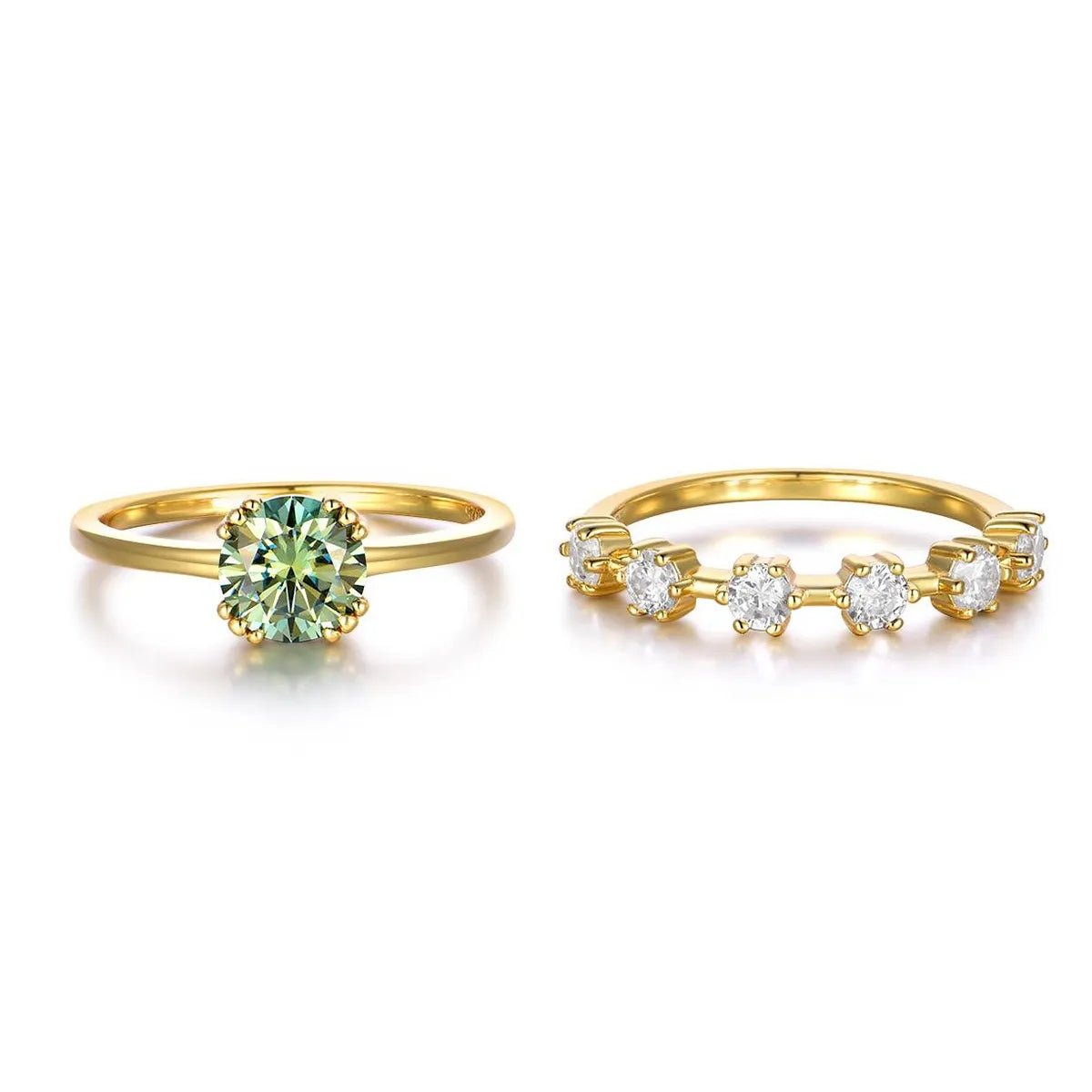 1 Carat Moissanite 925 Sterling Silver 2pcs Ring Set - Samuels Jewelers