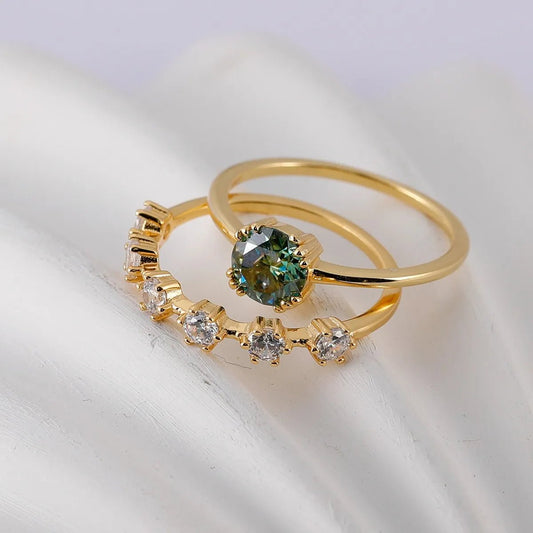 1 Carat Moissanite 925 Sterling Silver 2pcs Ring Set - Samuels Jewelers