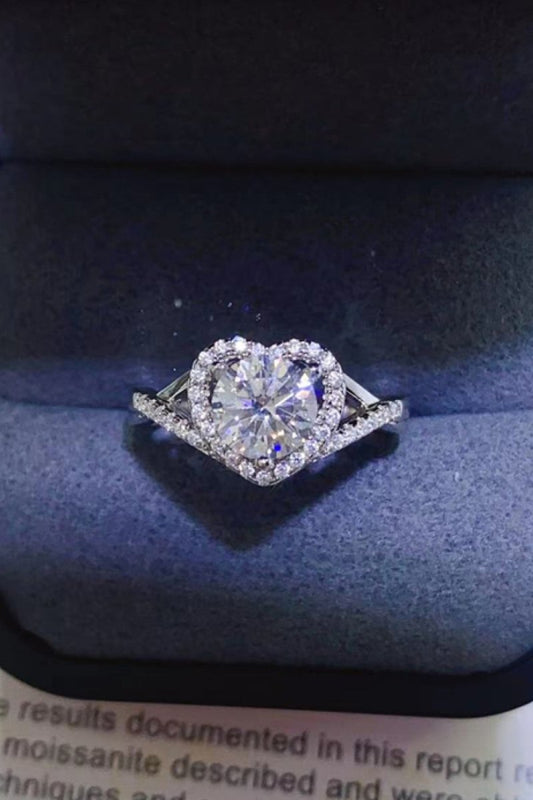 1 Carat Moissanite Heart Ring - 925 Sterling Silver - Samuels Jewelers