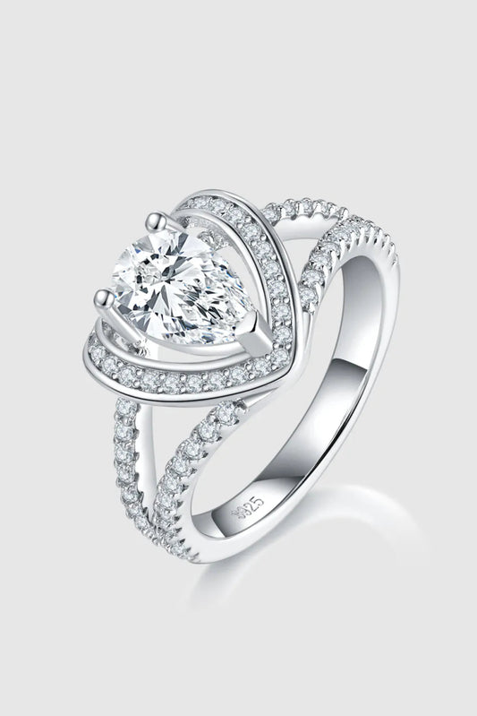 1 Carat Moissanite Stone Heart Ring - 925 Sterling Silver - Samuels Jewelers
