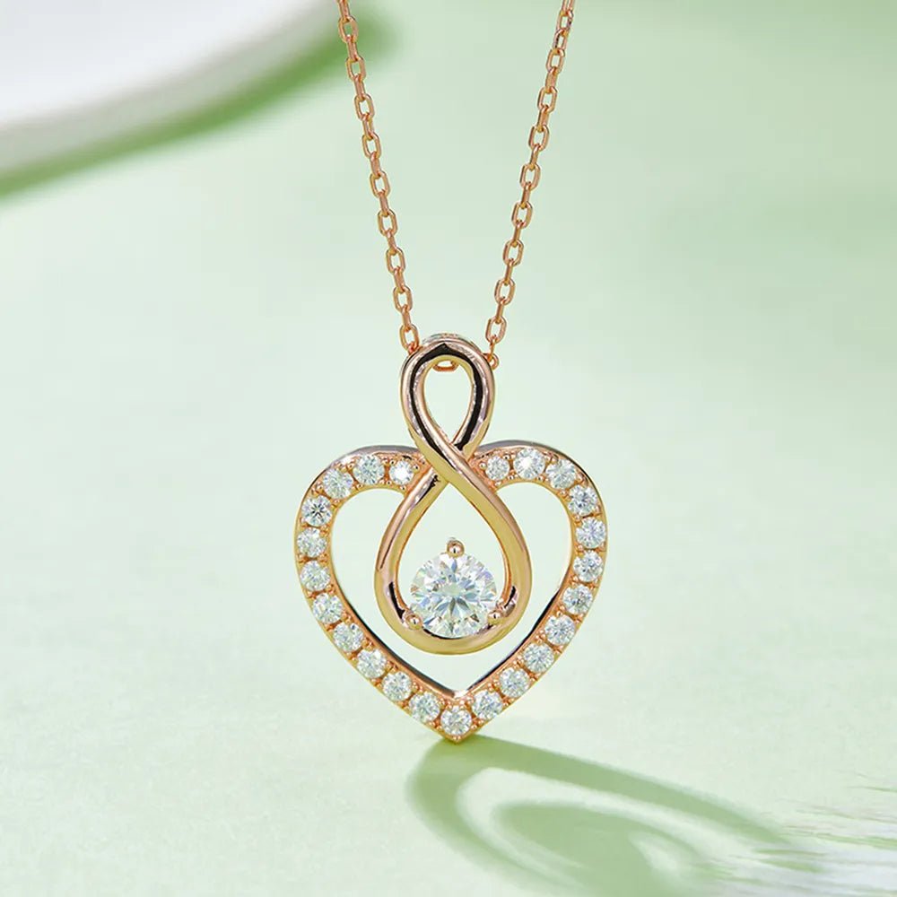 1 Carat Moissanite 925 Sterling Silver Heart Shape Necklace - Samuels Jewelers