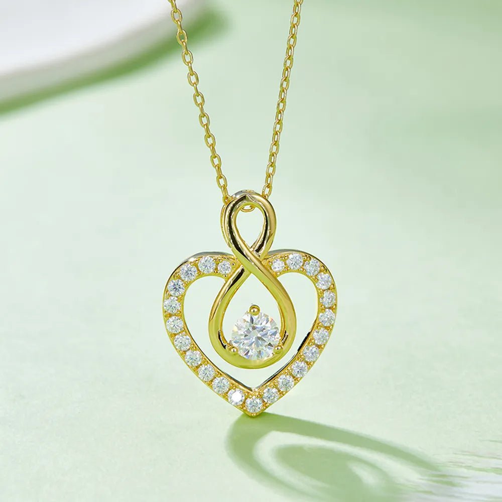 1 Carat Moissanite 925 Sterling Silver Heart Shape Necklace - Samuels Jewelers