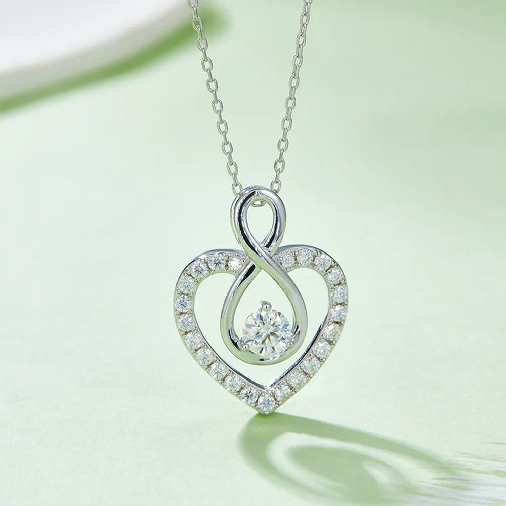 1 Carat Moissanite 925 Sterling Silver Heart Shape Necklace - Samuels Jewelers