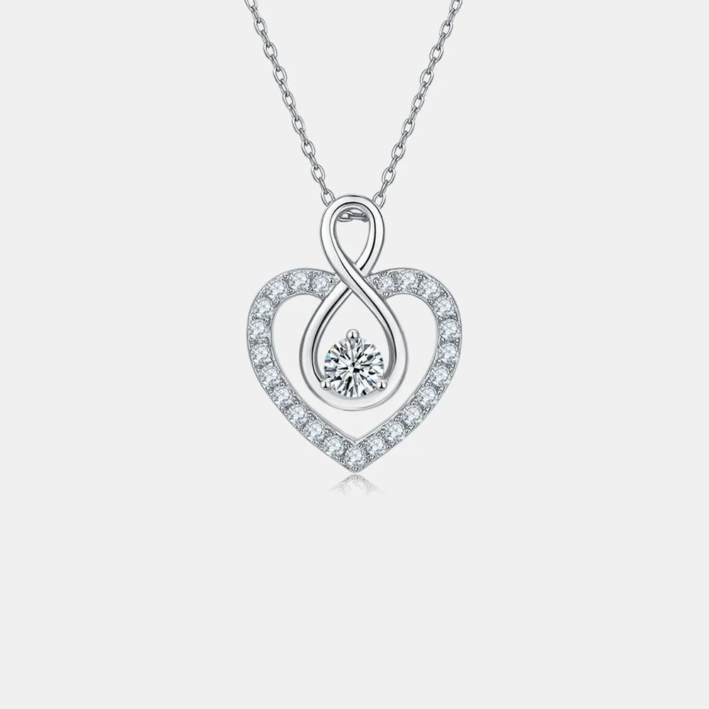 1 Carat Moissanite 925 Sterling Silver Heart Shape Necklace - Samuels Jewelers