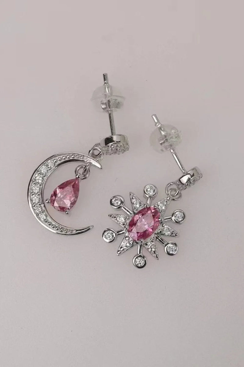 1 Carat Moissanite 925 Sterling Silver Moon & Star Earrings - Samuels Jewelers