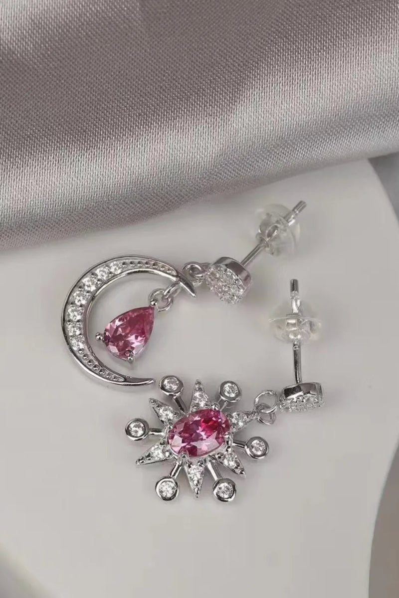 1 Carat Moissanite 925 Sterling Silver Moon & Star Earrings - Samuels Jewelers
