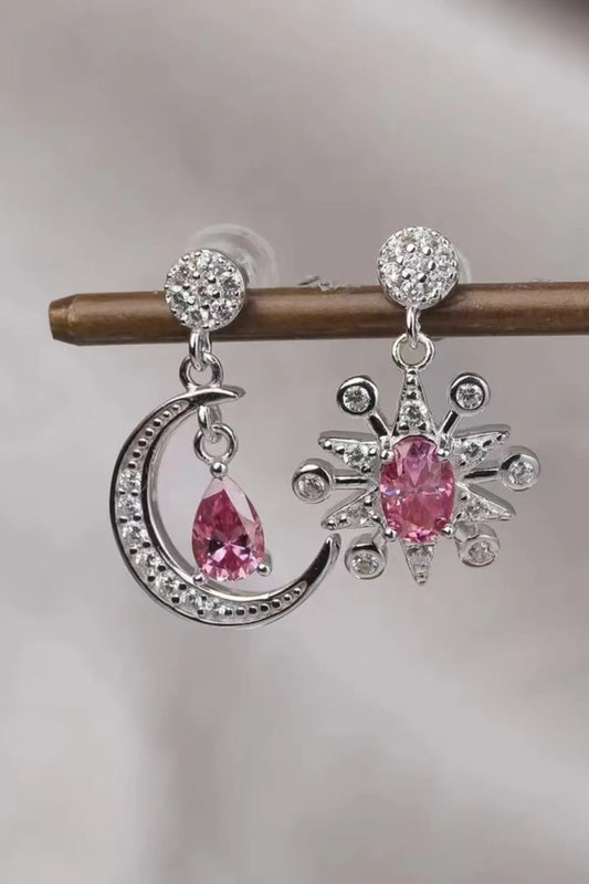 1 Carat Moissanite 925 Sterling Silver Moon & Star Earrings - Samuels Jewelers