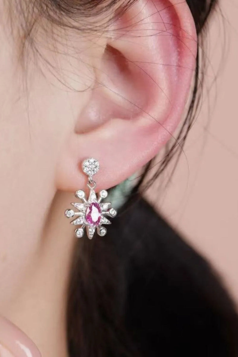 1 Carat Moissanite 925 Sterling Silver Moon & Star Earrings - Samuels Jewelers