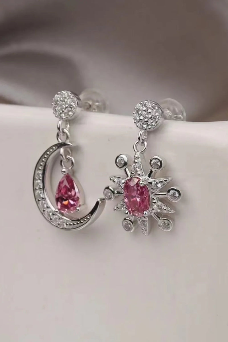 1 Carat Moissanite 925 Sterling Silver Moon & Star Earrings - Samuels Jewelers