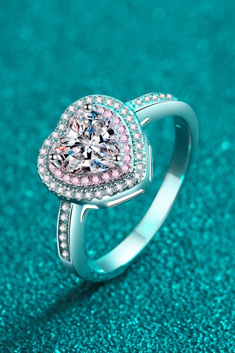 1 Carat Moissanite Heart 925 Sterling Silver Ring - Samuels Jewelers