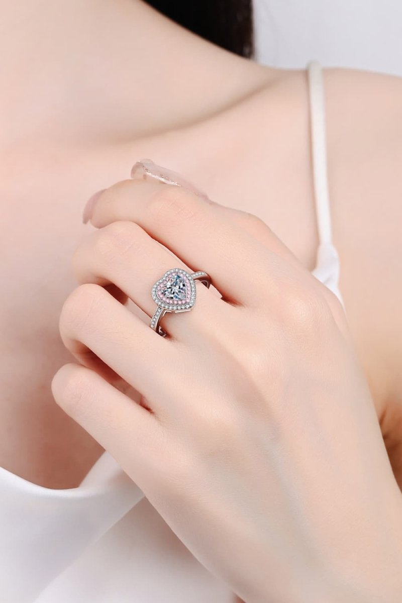 1 Carat Moissanite Heart 925 Sterling Silver Ring - Samuels Jewelers
