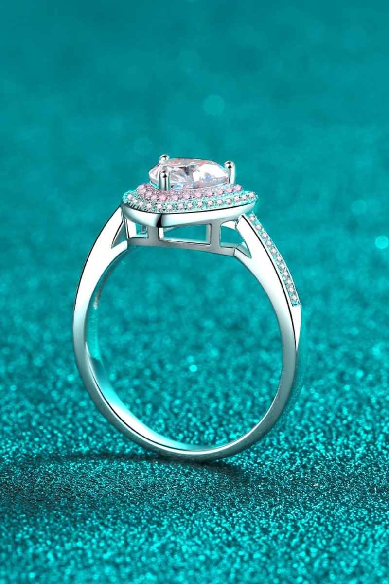 1 Carat Moissanite Heart 925 Sterling Silver Ring - Samuels Jewelers
