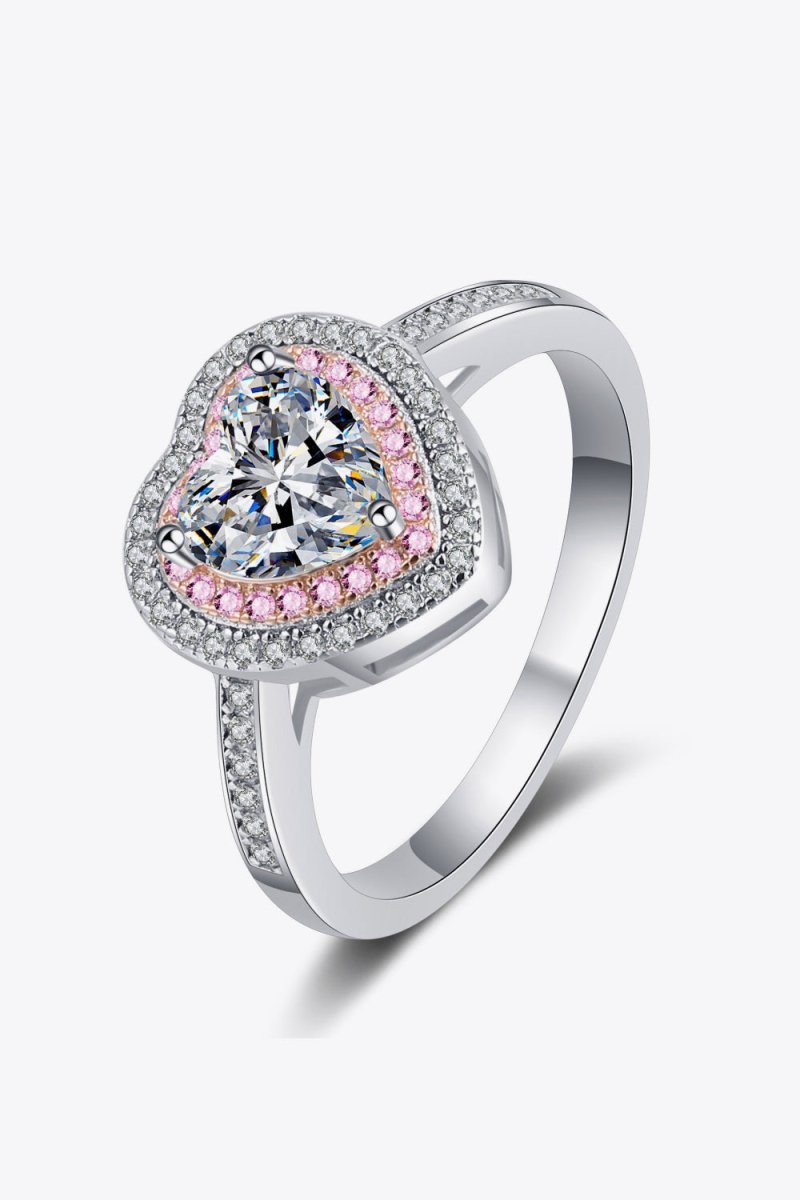 1 Carat Moissanite Heart 925 Sterling Silver Ring - Samuels Jewelers