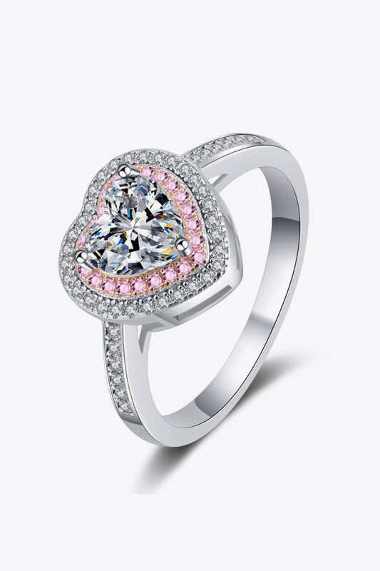 1 Carat Moissanite Heart 925 Sterling Silver Ring - Samuels Jewelers