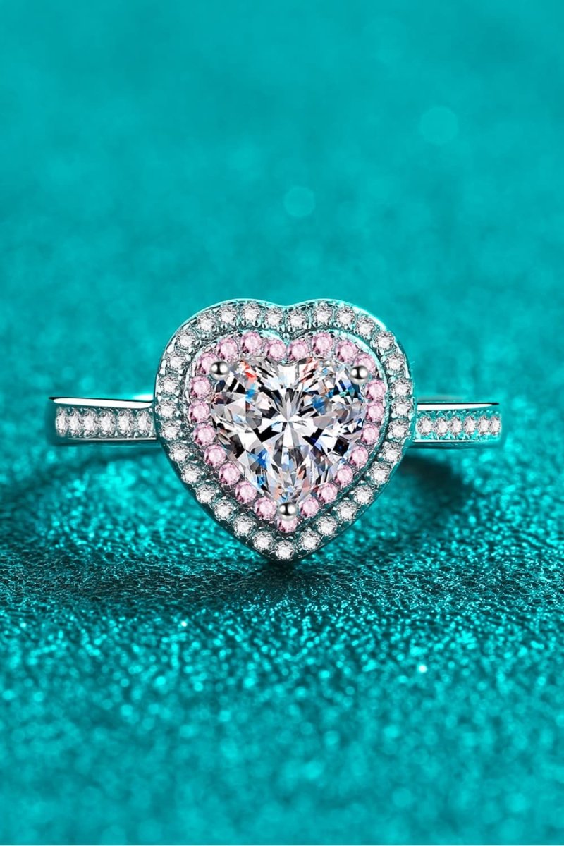 1 Carat Moissanite Heart 925 Sterling Silver Ring - Samuels Jewelers