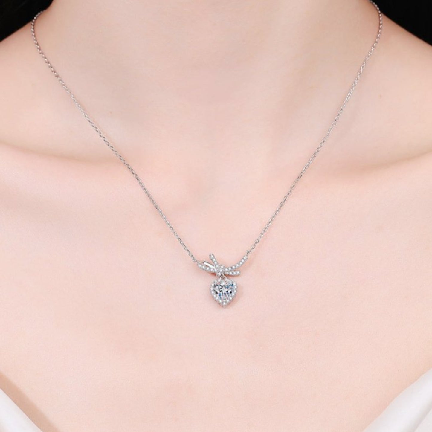 1 Carat Moissanite Heart Pendant Necklace - Samuels Jewelers
