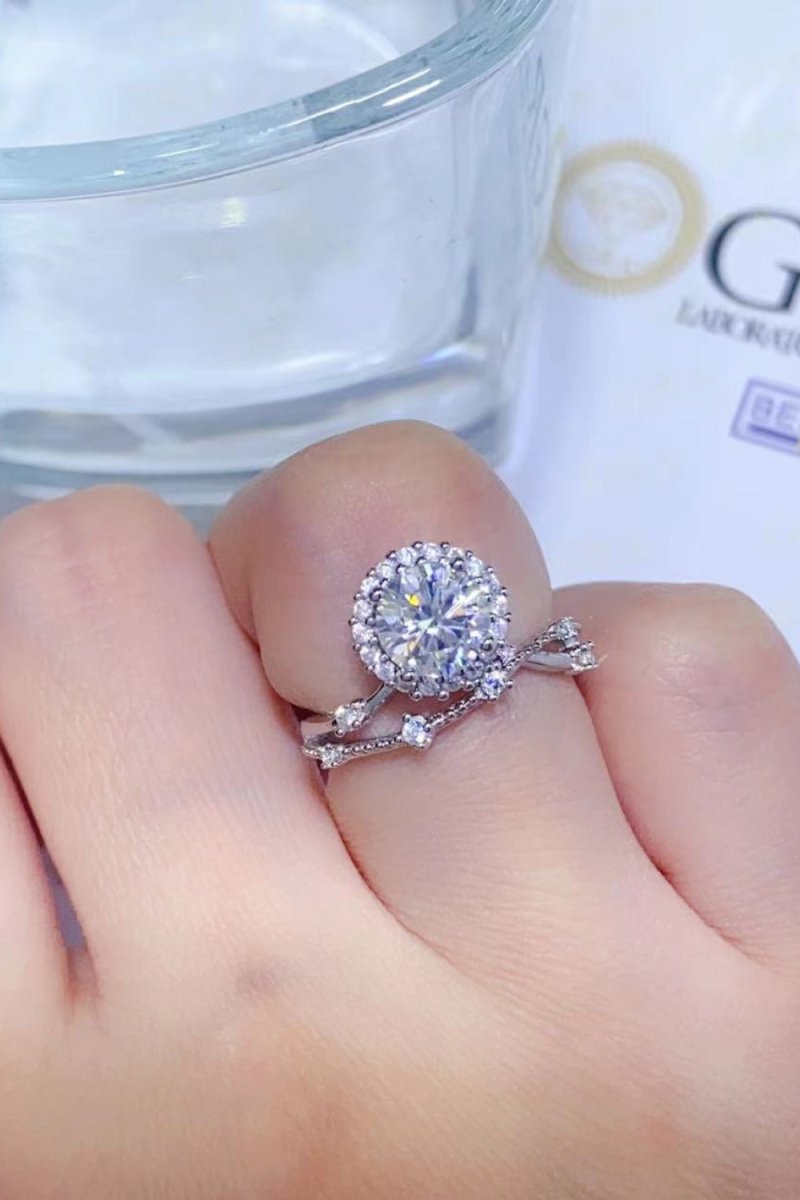 1 Carat Moissanite Platinum - Plated Ring - Samuels Jewelers