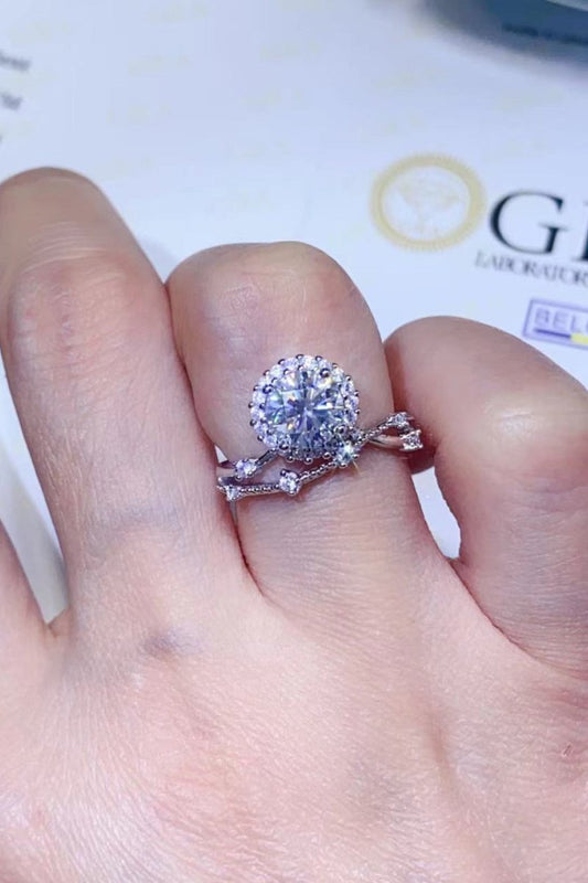 1 Carat Moissanite Platinum - Plated Ring - Samuels Jewelers