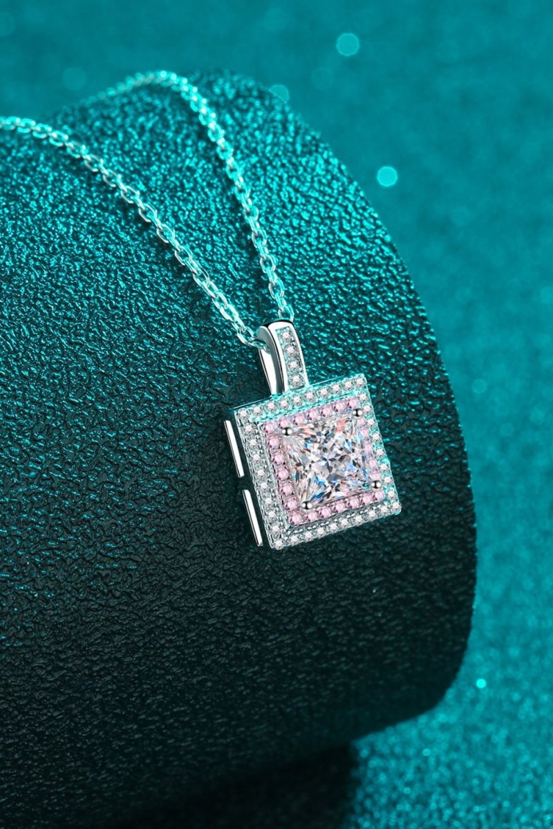 1 Carat Moissanite Square Pendant Chain Necklace - Samuels Jewelers