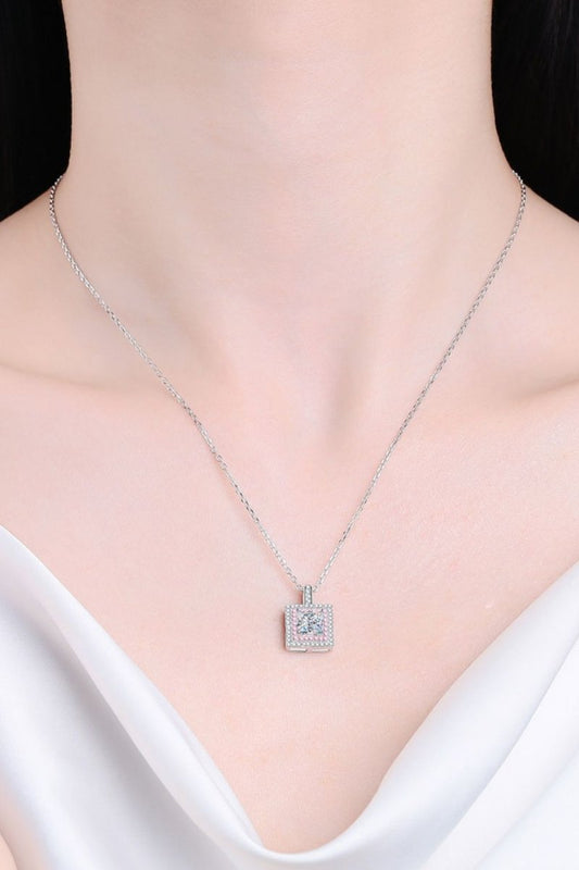 1 Carat Moissanite Square Pendant Chain Necklace - Samuels Jewelers