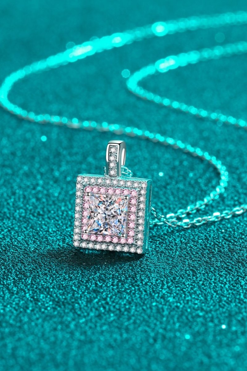 1 Carat Moissanite Square Pendant Chain Necklace - Samuels Jewelers