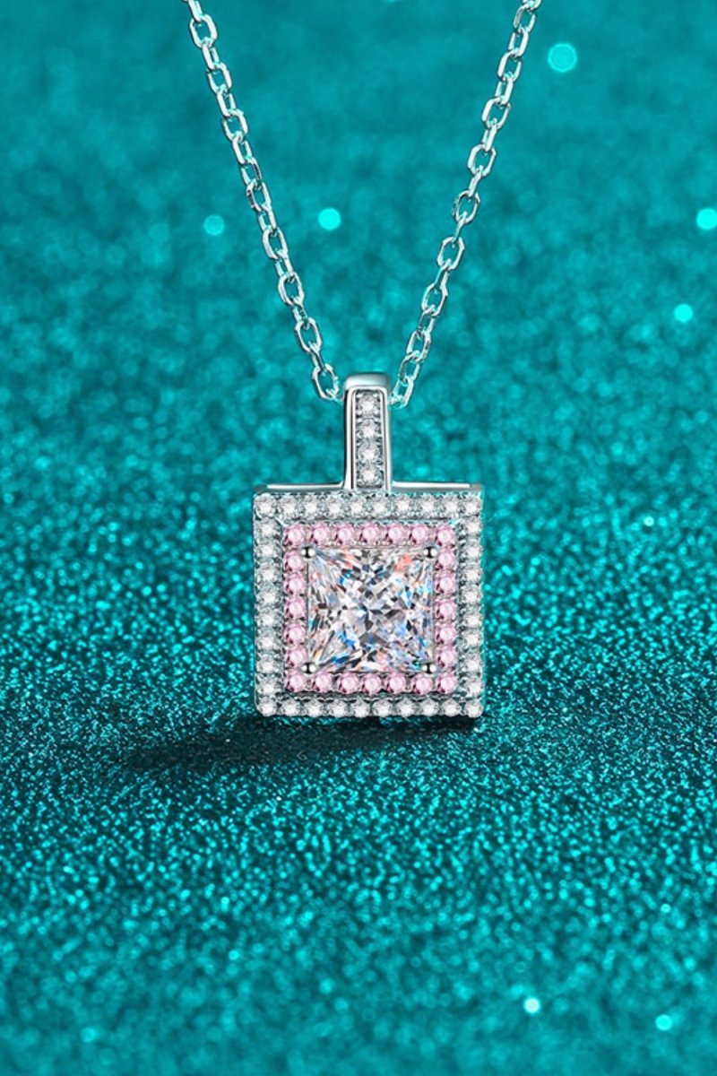 1 Carat Moissanite Square Pendant Chain Necklace - Samuels Jewelers