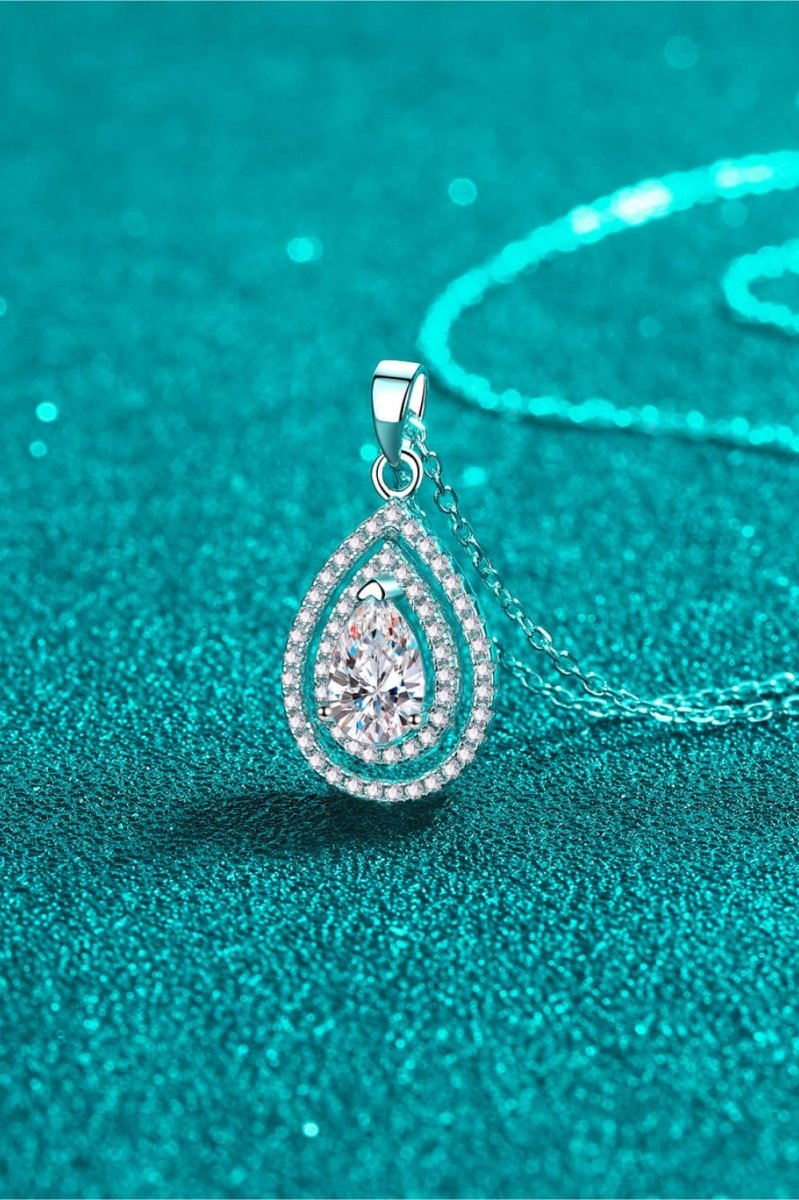 1 Carat Moissanite Teardrop Pendant Necklace - Samuels Jewelers