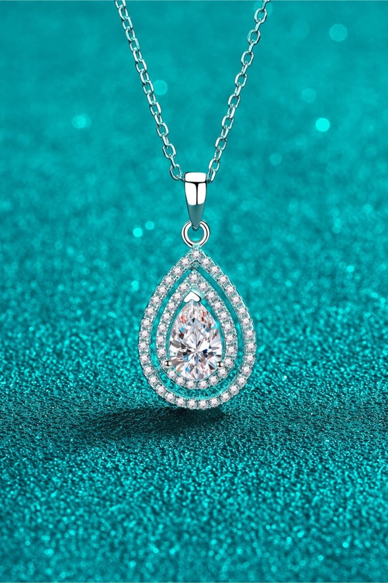 1 Carat Moissanite Teardrop Pendant Necklace - Samuels Jewelers