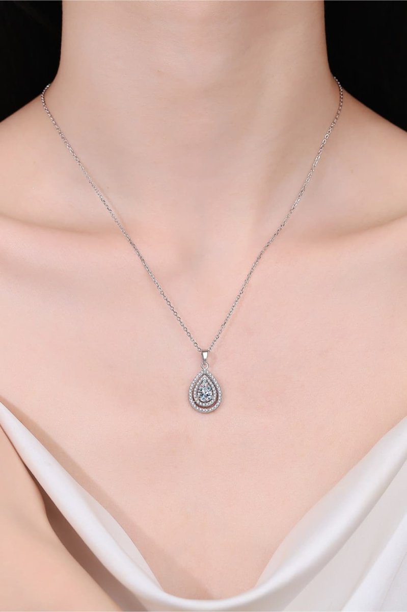 1 Carat Moissanite Teardrop Pendant Necklace - Samuels Jewelers
