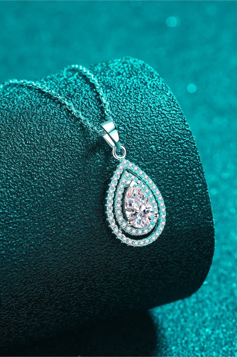 1 Carat Moissanite Teardrop Pendant Necklace - Samuels Jewelers