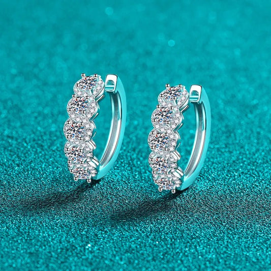 1 Carat Moissanite Huggie Earrings - 925 Sterling Silver - Samuels Jewelers
