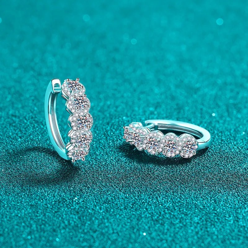 1 Carat Moissanite Huggie Earrings - 925 Sterling Silver - Samuels Jewelers