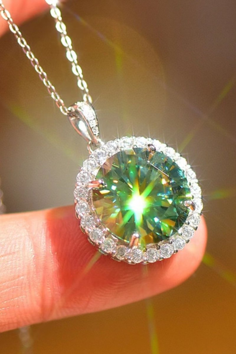 10 Carat Moissanite Pendant Platinum - Plated Necklace - Samuels Jewelers