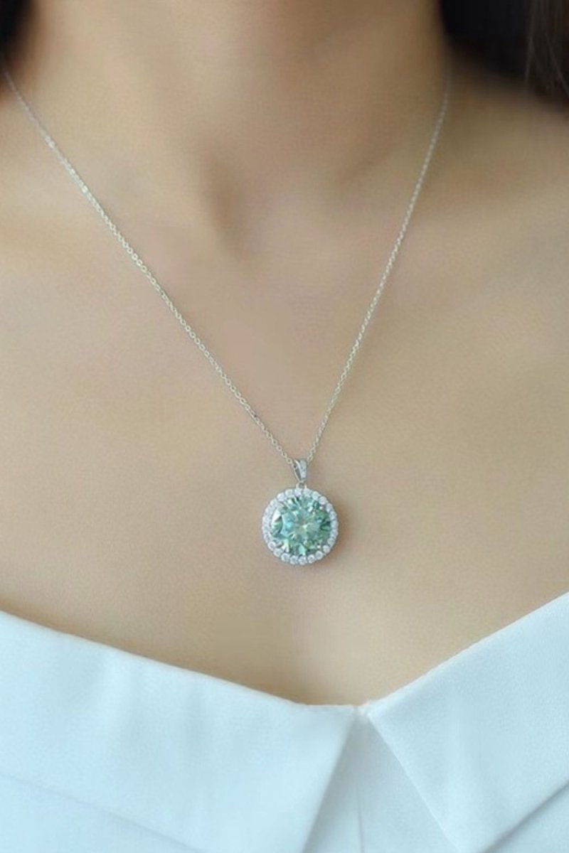 10 Carat Moissanite Pendant Platinum - Plated Necklace - Samuels Jewelers