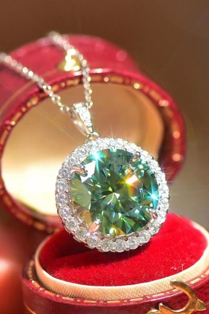 10 Carat Moissanite Pendant Platinum - Plated Necklace - Samuels Jewelers