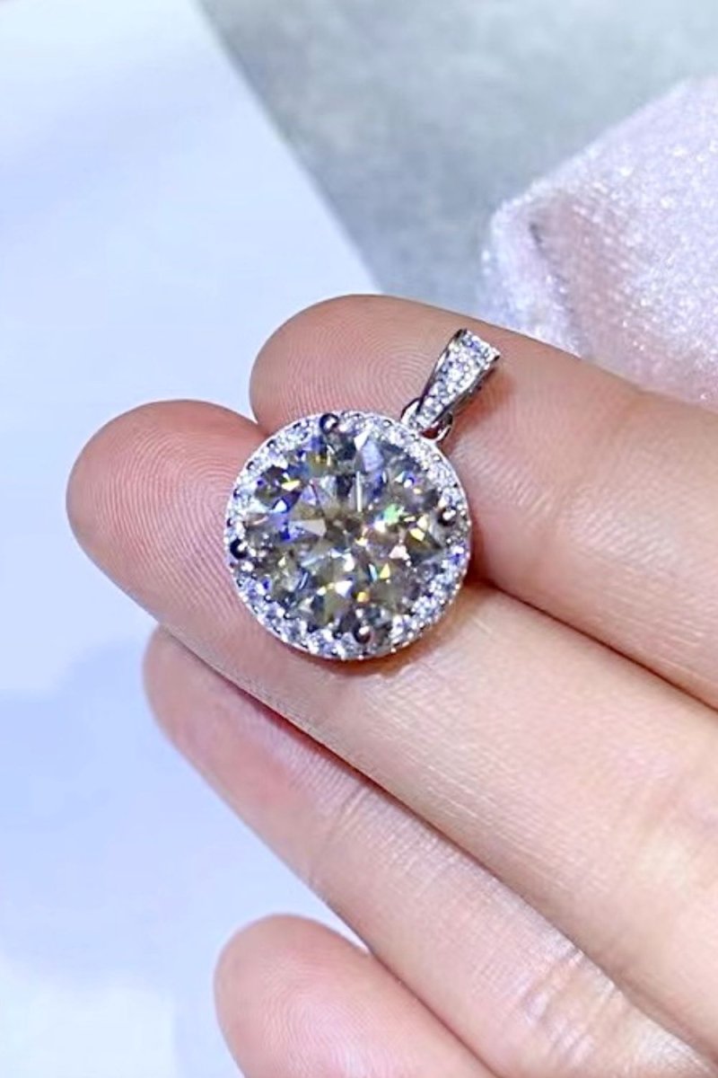 10 Carat Moissanite Pendant Platinum - Plated Necklace - Samuels Jewelers
