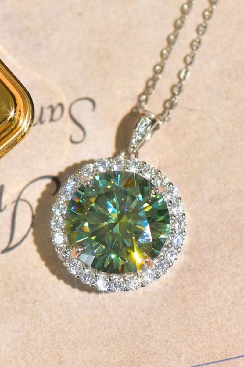 10 Carat Moissanite Pendant Platinum - Plated Necklace - Samuels Jewelers