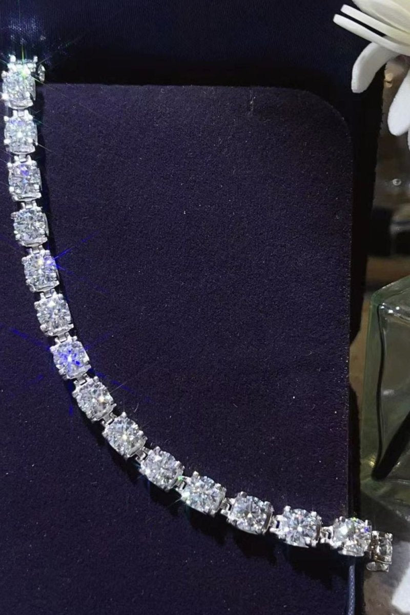 10 Carat Moissanite Platinum - Plated Bracelet - Samuels Jewelers