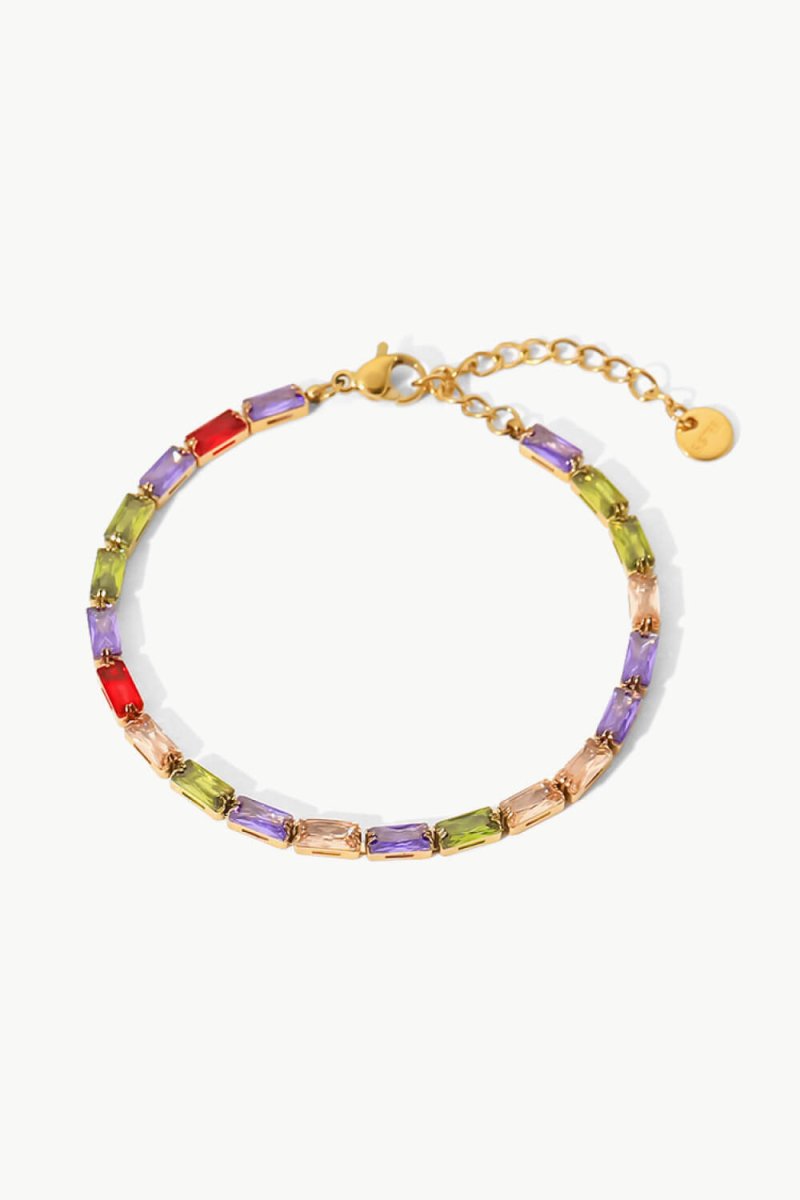 18K Gold Plated Multicolored Cubic Zirconia Bracelet - Samuels Jewelers