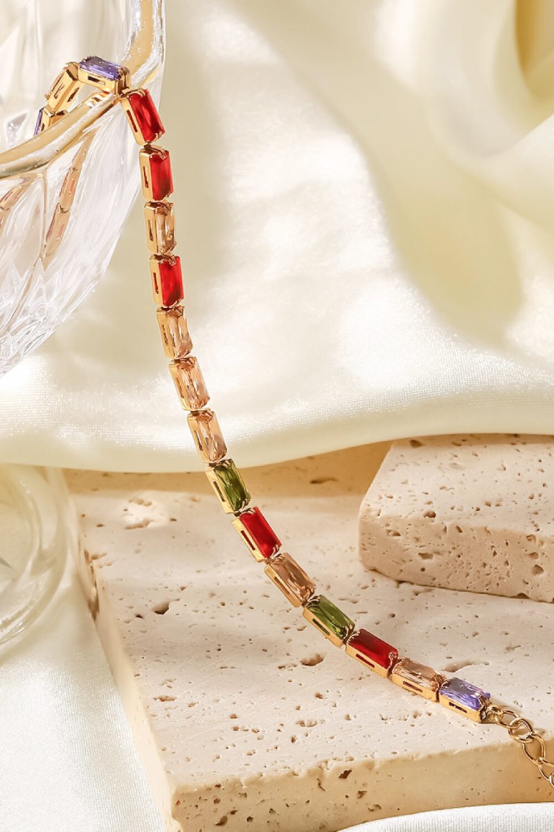 18K Gold Plated Multicolored Cubic Zirconia Bracelet - Samuels Jewelers