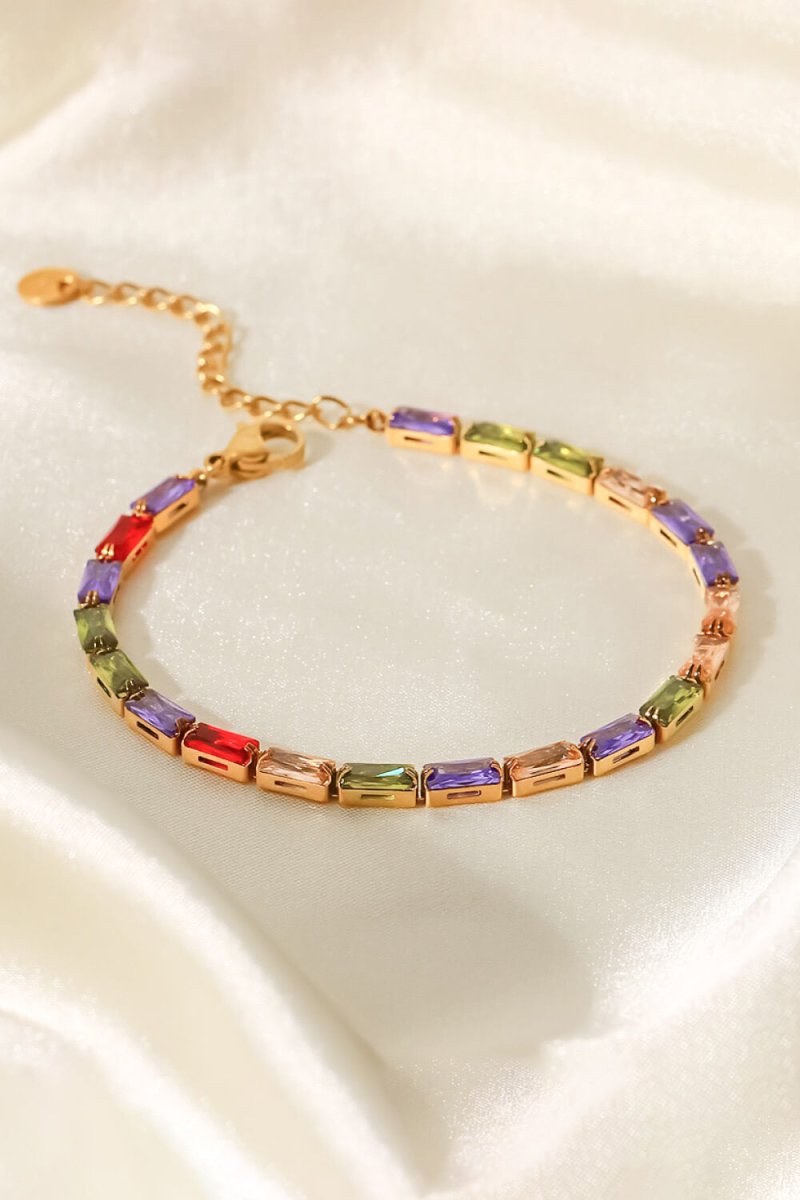 18K Gold Plated Multicolored Cubic Zirconia Bracelet - Samuels Jewelers
