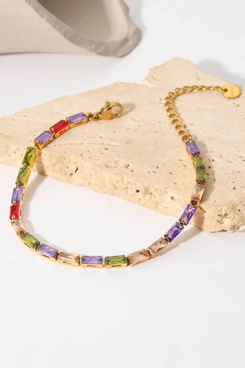 18K Gold Plated Multicolored Cubic Zirconia Bracelet - Samuels Jewelers