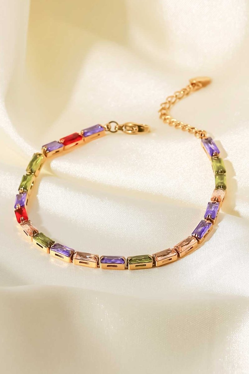 18K Gold Plated Multicolored Cubic Zirconia Bracelet - Samuels Jewelers