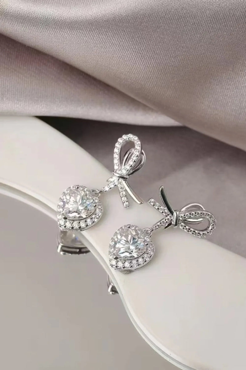 2 Carat Moissanite 925 Sterling Silver Heart Earrings - Samuels Jewelers