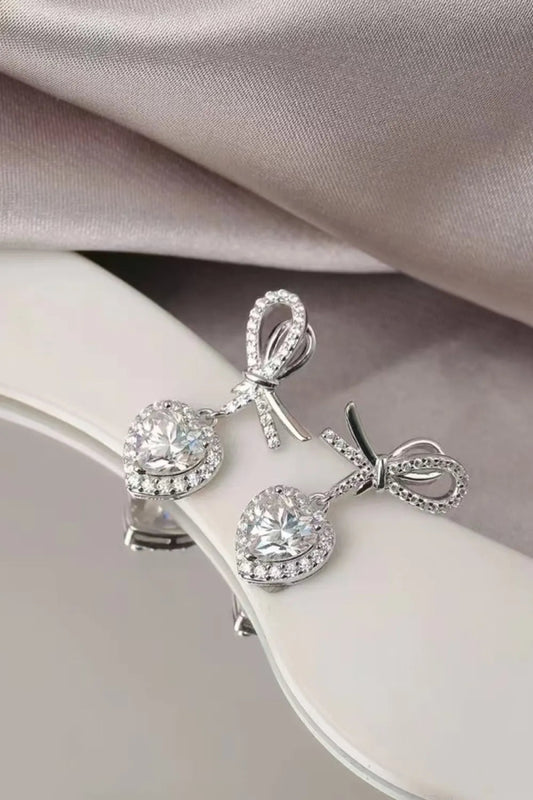 2 Carat Moissanite 925 Sterling Silver Heart Earrings - Samuels Jewelers
