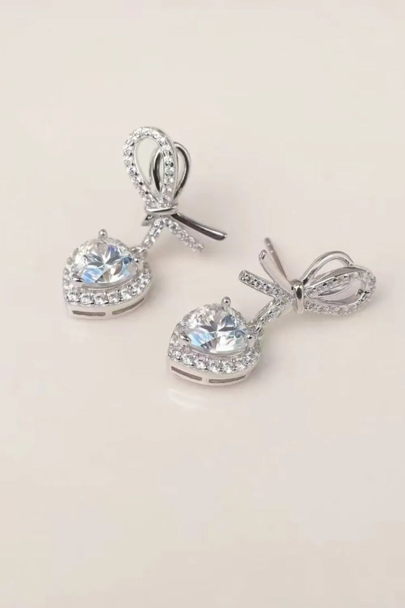 2 Carat Moissanite 925 Sterling Silver Heart Earrings - Samuels Jewelers