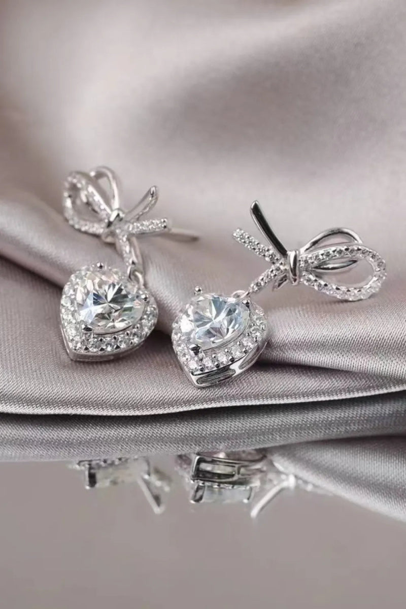 2 Carat Moissanite 925 Sterling Silver Heart Earrings - Samuels Jewelers
