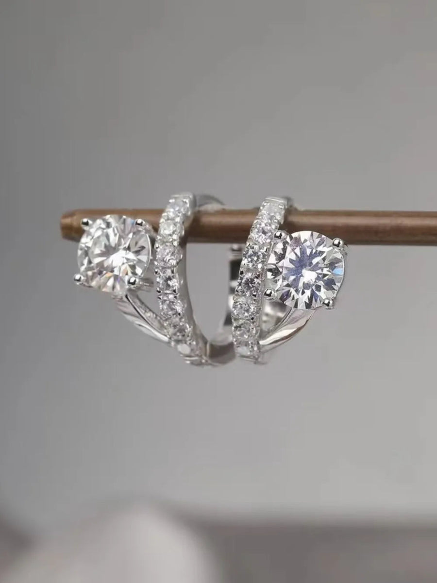 2 Carat Moissanite 925 Sterling Silver Huggie Earrings - Samuels Jewelers
