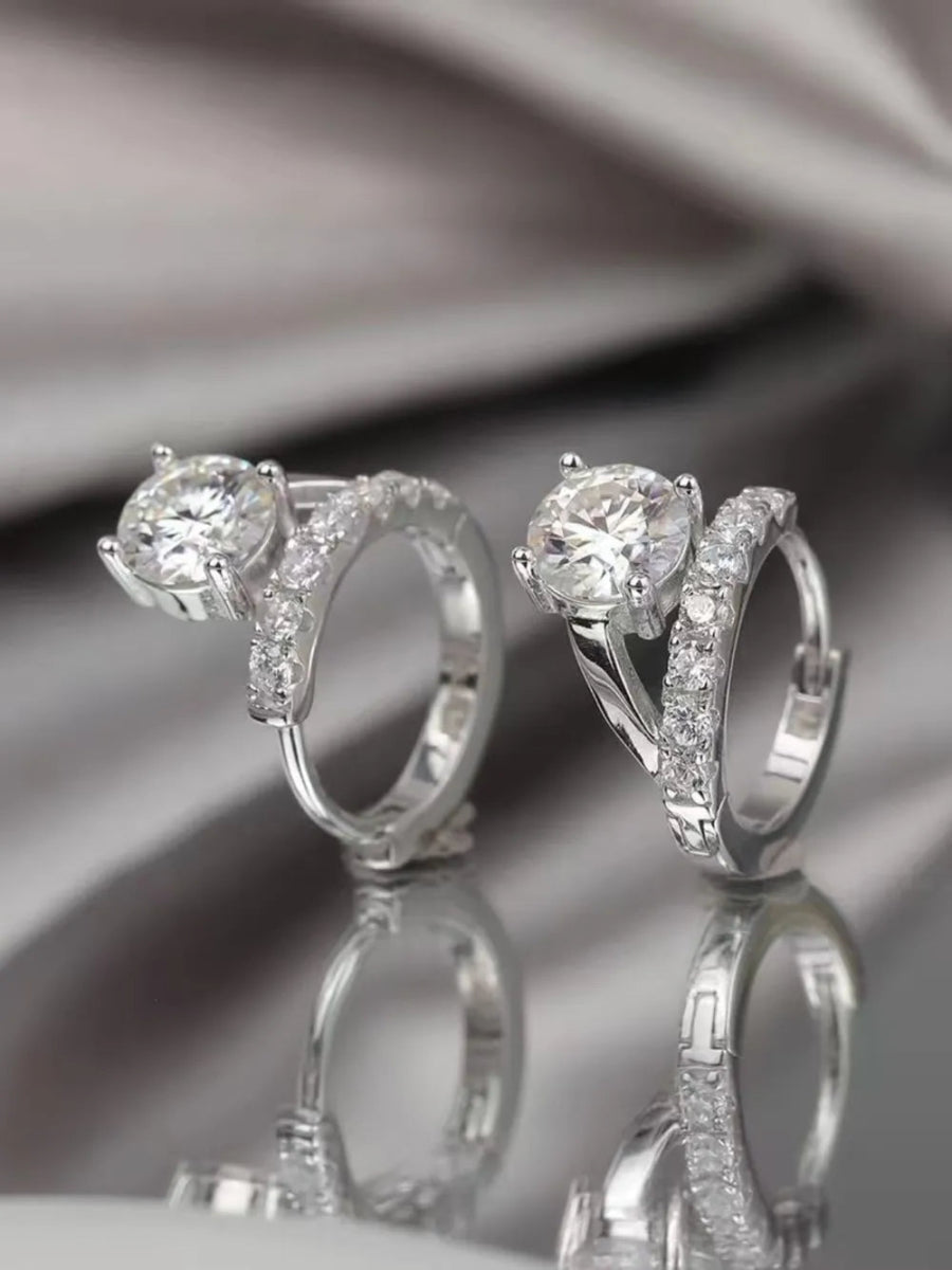 2 Carat Moissanite 925 Sterling Silver Huggie Earrings - Samuels Jewelers
