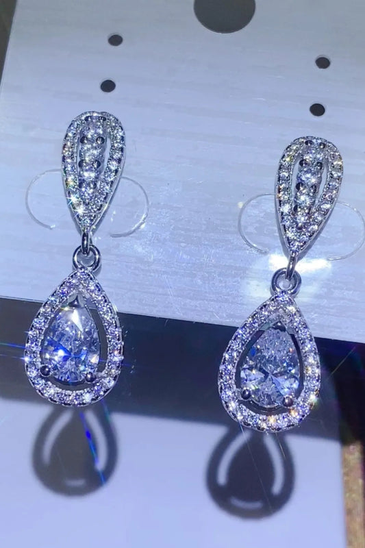 2 Carat Moissanite 925 Sterling Silver Teardrop Earrings - Samuels Jewelers